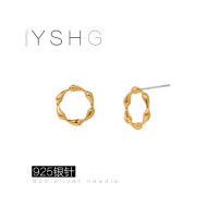 圆圈水滴耳钉_黄金色 韩剧流星李圣经同款耳环 圆圈水滴耳钉韩国气质简约百搭耳饰小众