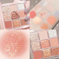 爆闪金桔 爆闪钻石蜜桃金桔眼影亮晶晶珠光亮片学生儿童彩妆眼影盘便携小巧