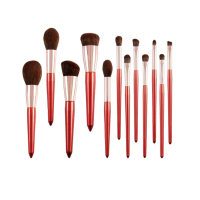 12支枫叶红裸刷 人造纤维 化妆刷套装12支眼影散粉刷超柔软李佳琦推荐初学者全套刷子沧州