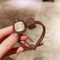 浅棕色 发饰女水钻方形发圈高级感发绳扎头发皮筋水钻头饰品气质可爱头绳