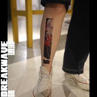 破浪潮纹身贴老传统骷髅枫叶浮世绘日式ins风原创个性yyds防水