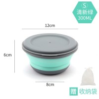 绿色-小碗 送收纳袋 水果外出餐具碗杯碗饮水碗耐高温折叠碗便携式野营带饭方便食物盒