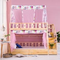下铺粉色星星叠门款-U37 1.0m(3.3英尺)床 婴儿床蚊帐童床蚊帐儿童宝宝蚊帐花边蚊帐叠门加宽防蚊虫防尘顶。