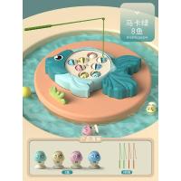 马卡绿[磁性电池款1-6岁]8条鱼4竿+音乐 宝宝电动钓鱼玩具磁性鱼儿童1-2两3岁6益智力动脑早教小男孩女孩