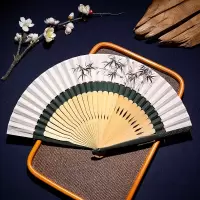 墨竹 中国风夏季高档古风扇子折扇儿童折叠舞蹈扇夏天汉服旗袍中式竹扇