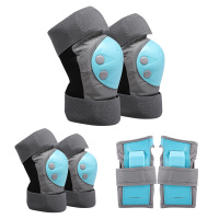 蓝色护具 均码(适合4-13岁) 轮滑护具装备全套儿童头盔套装男孩滑板鞋自行车平衡车护膝安全帽