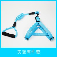 加强两件套[天蓝色] XS:胸围25-37 建议体重3-8斤 狗狗链子栓狗用柴犬牵引绳背心式套脖子项圈泰迪柯基胸背带小型