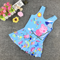 6830小猪-蓝色 S(20-30斤) 儿童泳衣连体女孩中大童泳裤女童游泳衣公主裙式可爱女宝宝泳装