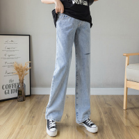 浅蓝色 M 孕妇裤子春秋款牛仔裤夏季薄款外穿直筒阔腿裤春季孕妇装春装夏装