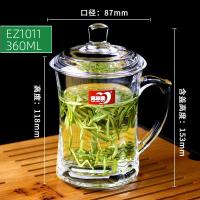 EZ1011 360ml 加厚水晶玻璃茶杯 带盖茶饮杯 带把杯子办公家用喝水杯透明泡茶杯