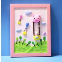 小猪热气球相框画材料包 5寸 超轻粘土相框画diy材料包幼儿园手工制作亲子创意彩泥黏土作品框