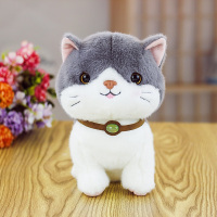灰色猫咪 25厘米(不叫) 可爱小猫公仔毛绒玩具会叫灰色猫咪玩偶娃娃女生儿童安抚宠物玩具