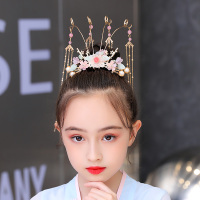 图片色(送一字夹+眉心贴) 儿童汉服流苏步摇头饰头冠女童古风发饰超仙古装发冠演出皇冠配饰