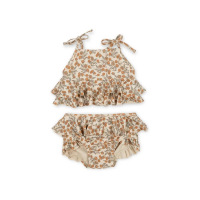 橘子吊带分体 90码[参考身高80-90] 2022丹麦KS柠檬小花女童泳衣婴幼儿连体泳装儿童长袖荷叶边游泳衣