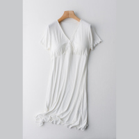 白(2件减10元) M 哺乳睡裙夏季薄款喂奶衣哺乳上衣中长款产后孕妇连衣裙月子服短袖