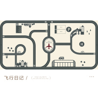 PGDD-KT472-飞行日记 50*80cm 皮革地垫卧室儿童房家用男孩游戏毯爬行垫阅读区可擦洗客厅地毯