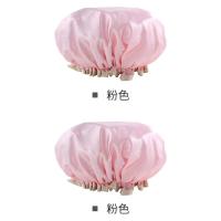 纯色粉色+粉色 双层防水浴帽成人洗澡头发罩淋浴头套帽子沐浴发套女款防油烟发帽