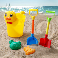 小鸭水桶5件套 小黄鸭沙滩玩具套装宝宝戏水铲子挖沙玩沙工具沙漏桶推车儿童海边