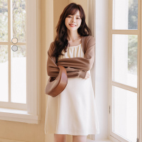 杏色 M 米度丽孕妇装春装孕妇裙子春季外穿小个子假两件春秋款连衣裙秋冬