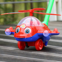 2686眨眼睛手推飞机红色 儿童婴儿宝宝小手推车玩具推推乐单杆手推飞机学步走路手推车推着