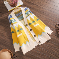 黄色单件毛衣 M 孕妇春秋衣服外套上衣套装开衫毛衣春款洋气宽松孕妇装春装时尚款