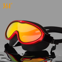 红色大框泳镜 平光 361度泳镜女士防水防雾高清大框电镀游泳装备护目大框潜水眼镜