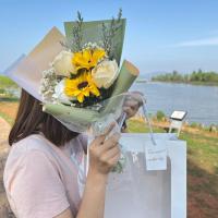 绿色 A26特价抹茶橱窗 成品带礼袋玫瑰向日葵香皂仿真花束满天星真干花永生装饰毕业送人