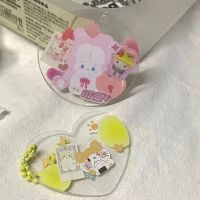 爱心透明款、1个 咕卡片渐变闪粉拼贴透明爱心亚克力钥匙扣咕卡ins小圆盘圆片挂件