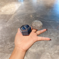 小号 高档绒布戒指盒奢华镶钻求婚对戒交换钻戒盒创意女友生日结婚礼物