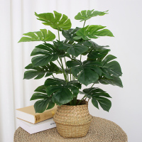 70厘米18叶龟背送篮 北欧落地凤尾竹仿真植物散尾葵大型绿植室内盆栽摆件客厅装饰盆景