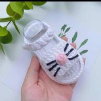 白色老鼠鞋 手工diy制作婴儿宝宝用品孕期解闷手工打发时间帽子编织材料包鞋