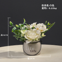 米白色 假花小盆栽摆件装饰品餐桌花摆花仿真花客厅摆设装饰花边柜塑料花