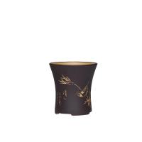 紫色 小 宜兴精品紫砂兰花盆手工粉浆刻绘束腰小号段泥多肉植物桌面阳台盆