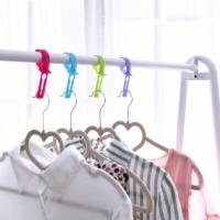 玫红色 10个 防风衣架扣挂衣钩 衣架钩挂钩 塑料防滑锁扣 防掉晾衣10个装