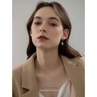 主图款一对 G/S法国女孩 小众法式不规则线条珍珠耳环女哑光金属扭曲几何耳饰