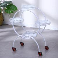白-4蓝刹车滑轮 (送托盘) 花架客厅带轮空间式绿萝花盆架多层铁艺阳台花架子空间落地省室内
