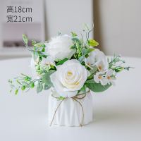 白色 涂层泽兰玫白蝴蝶 高端桌面栅栏绢花餐桌插花装饰摆件假花仿真花摆设客厅电视柜摆花