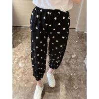 黑色~预售尽快发货哟~ 均码 ◆张静芝韩国东大门 满身白色小爱心时尚显瘦抽绳松紧腰休闲裤
