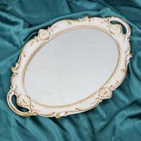 白色椭圆形公主镜 0x0m 法式复古Vintage宫廷浮雕金色异型镜子化妆镜装饰挂镜墙面拍照
