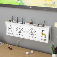 免打孔路由器收纳盒WiFi无线集线盒猫插板电线插排机顶盒置物架子