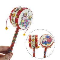中国风拨浪鼓 单个 拨浪鼓中国风高温水煮牙胶摇铃可啃咬0-1岁宝宝婴儿视听益智玩具