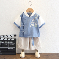 蓝色 90 汉服男童夏季薄款套装中国风古装宝宝儿童中式男孩夏装唐装演出服