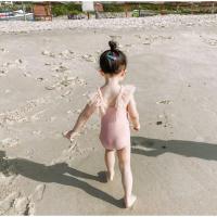 浅粉色泳衣 90cm 日记兔 儿童连体游泳衣粉色网纱珍珠蓬蓬裙泳装女童公主风可爱