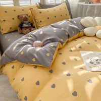 爱心-灰 1.2m床单款[适合150x200被子]三件套 水洗棉床上四件套ins公主风学生宿舍床品床单人三件套女被单被套