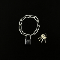 粗4mm-长0.3米(带锁) 玻璃门小号铁链锁链条挂锁自行车超细连锁链子锁防盗锁防剪三轮车