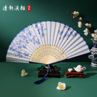 清新淡雅 中国风夏日古风仙鹤折扇随身扇子古代旗袍女式汉服儿童舞蹈小竹扇