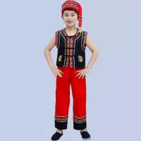 男童款式A(上衣+裤子+帽子) 110 少数民族服装男女童彝族瑶族土家族舞蹈表演服六一儿童苗族演出服