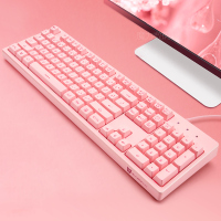 全粉色 官方标配 机械手感发光有线键盘办公专用打字电竞游戏家用台式电脑笔记本静健盘音usb键盘鼠标套装耳机三件套女生粉色