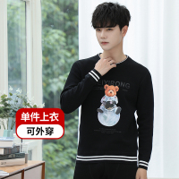 [超柔摇粒绒单件上衣]黑色太空熊 XXL [身高170~175,体重105~120斤] 是 青少年男士保暖内衣男加厚加绒