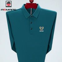 爱曼普正品春秋季中年男士长袖t恤翻领冰丝纯色打底衫上衣POLO衫